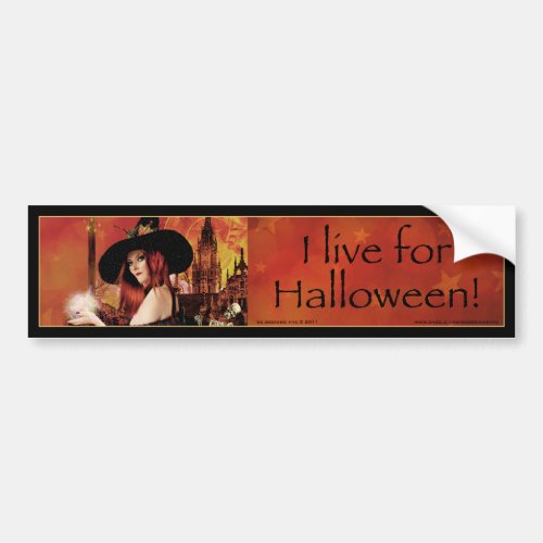 I live for Halloween Witch Bumper Sticker