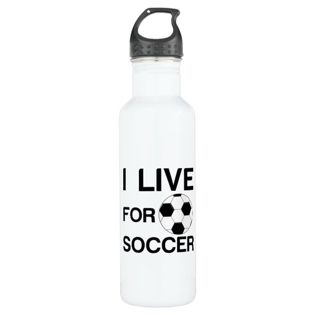 I LIVE FOR SOCCER STAINLESS STEEL WATER BOTTLE (Front)