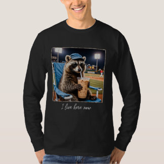 I Live Here Now Raccoon Baseball T-Shirt