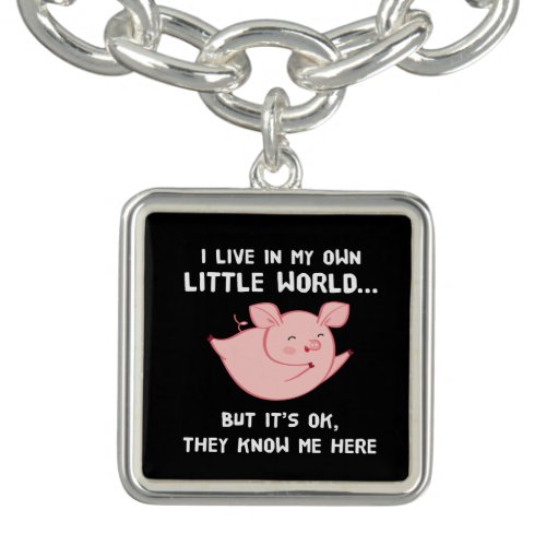 I Live In My Own Little World Lovely Pig Bracelet