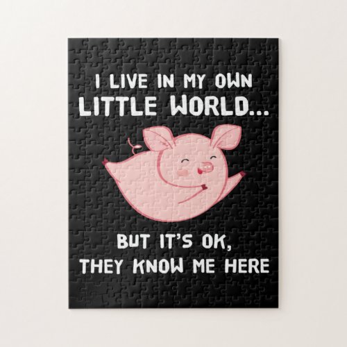 I Live In My Own Little World Lovely Pig Jigsaw Puzzle