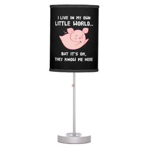 I Live In My Own Little World Lovely Pig Table Lamp