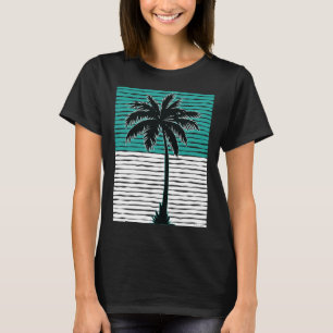 I Live Life Palm Tree Picture Cool Aqua Green Whit T-Shirt