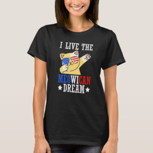 I Live The Meowican Dream Independence Day Dabbing T-Shirt