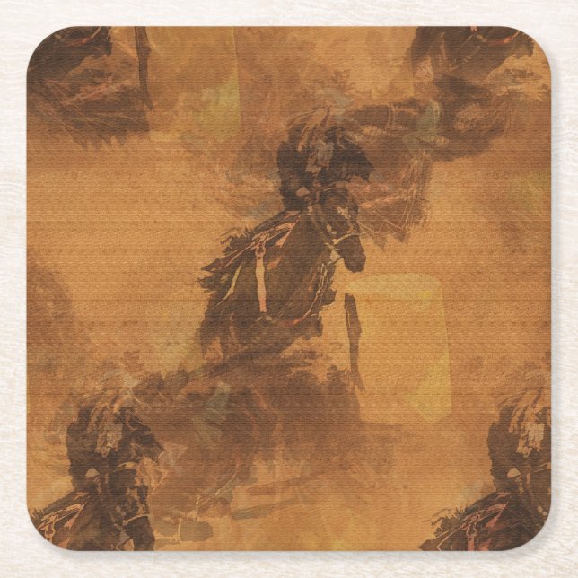 I Live To Barrel Race - Rodeo Event  Square Paper Coaster (Front)