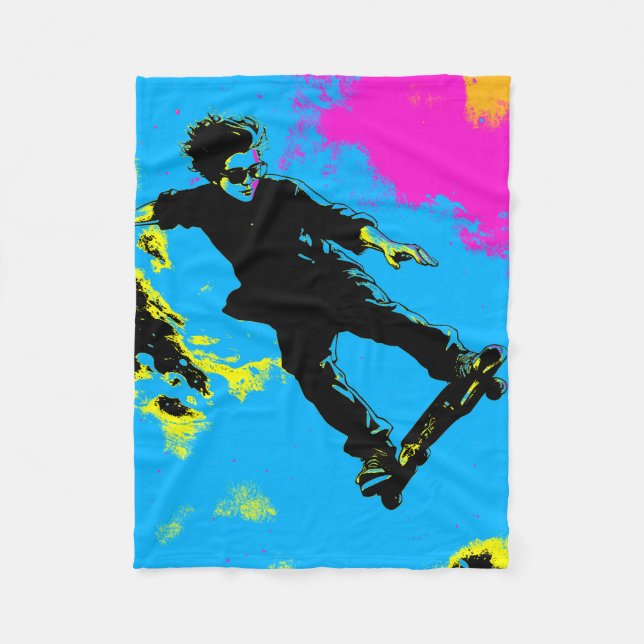 I Live To Fly - Skateboarder Fleece Blanket (Front)