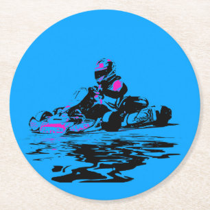 I Live to Kart - Go Kart Racer Round Paper Coaster