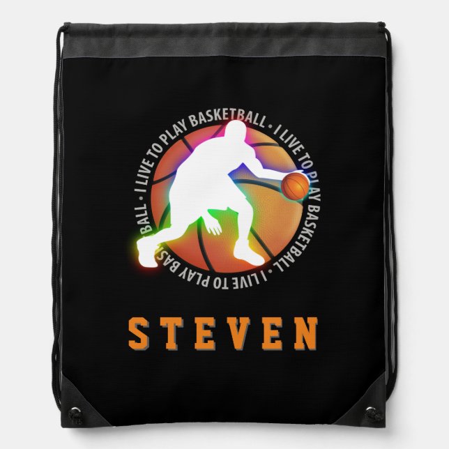 I LIVE TO PLAY BASKETBALL DRAWSTRING BAG (Front)