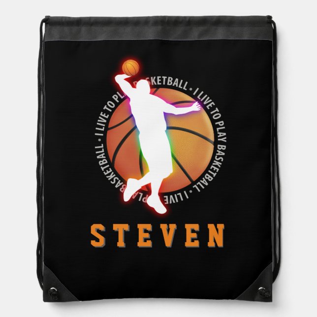 I LIVE TO PLAY BASKETBALL | Sport Gift Drawstring Bag (Front)