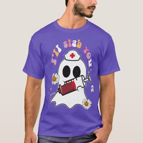 I_ll Stab You Boo Ghost Nurse Halloween outfit for T_Shirt