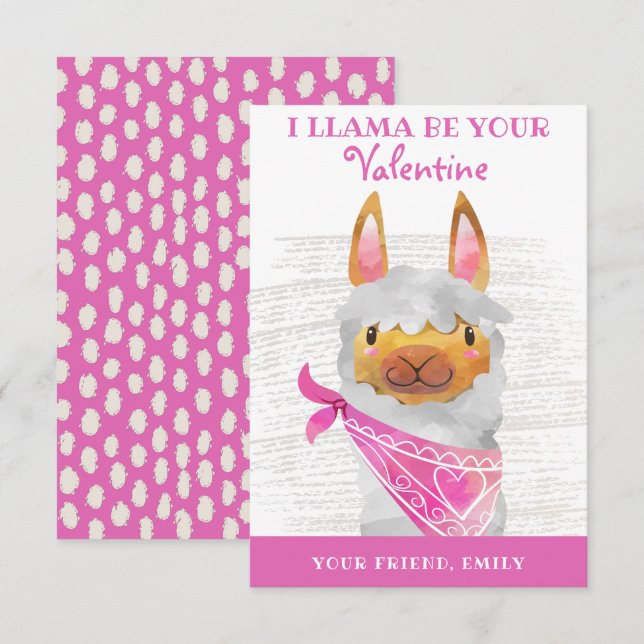 I Llama Be Yours Valentines Day Card for Kids (Front/Back)
