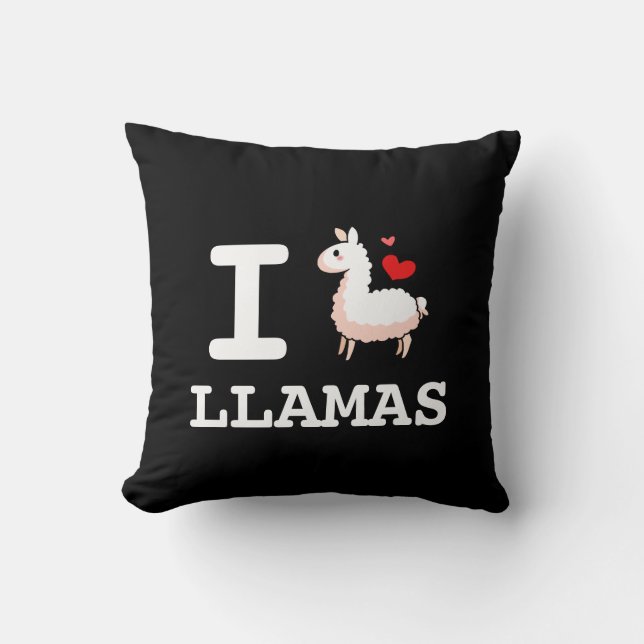 I Llama Llamas Throw Pillow (Front)