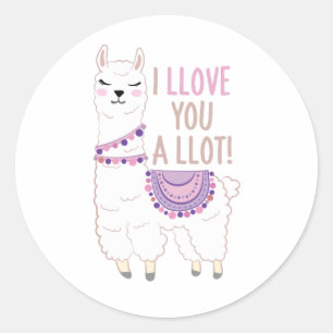 I Llove You a Llot - Funny Llama Classic Round Sticker