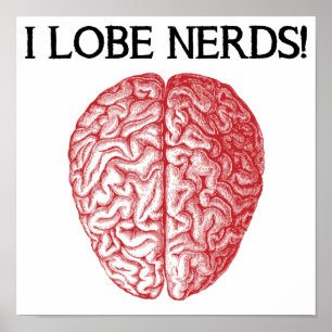 I Lobe Nerds Love Funny Poster Sign