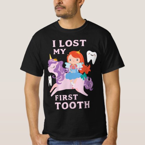 I Lost My First Tooth Baby Teeth Out Fairy Unicorn T_Shirt