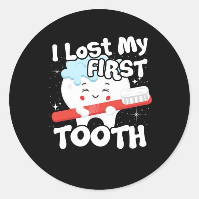 I Lost My First Tooth Cute Baby Tooth Out Gift Classic Round Sticker (Front)