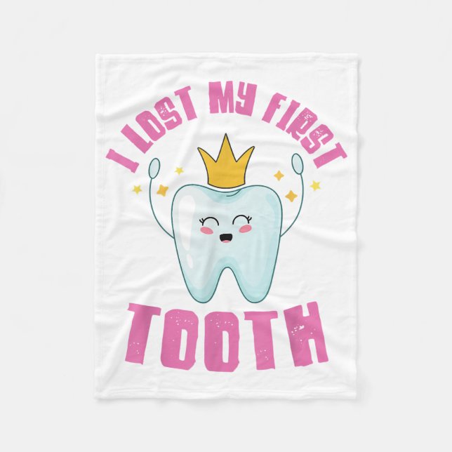 I Lost My First Tooth Teeth Out Kids Gift  Fleece Blanket (Front)