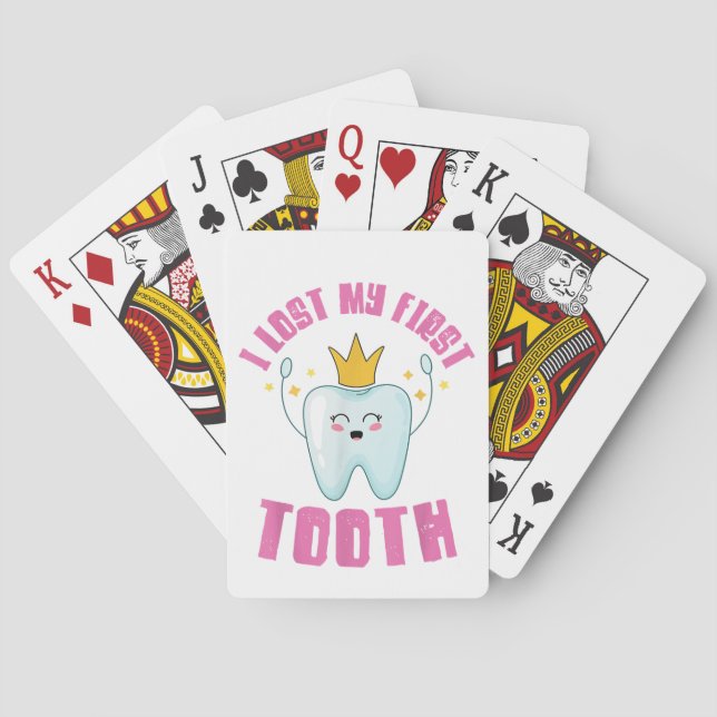 I Lost My First Tooth Teeth Out Kids Gift  Poker Cards (Back)