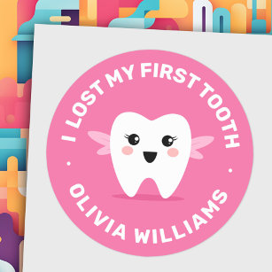 I lost my first tooth tooth fairy pink classic round sticker
