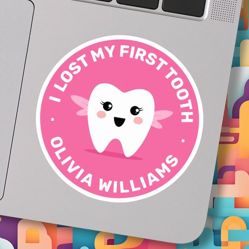 I lost my first tooth tooth fairy pink sticker