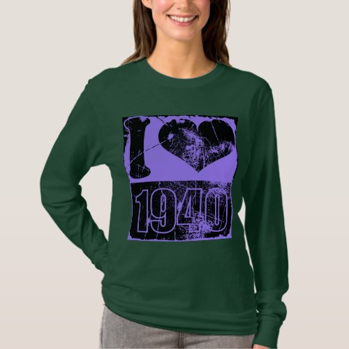 I love 1940 _ Purple Vintage T_shirt