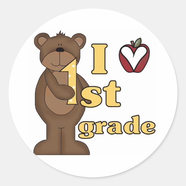 I Love 1st Grade Classic Round Sticker (Front)