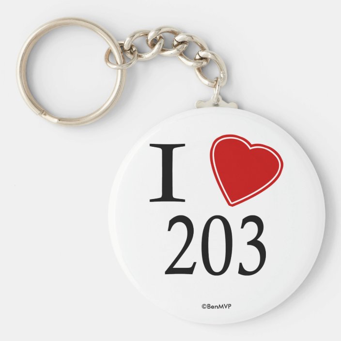I Love 203 New Haven Key Chain