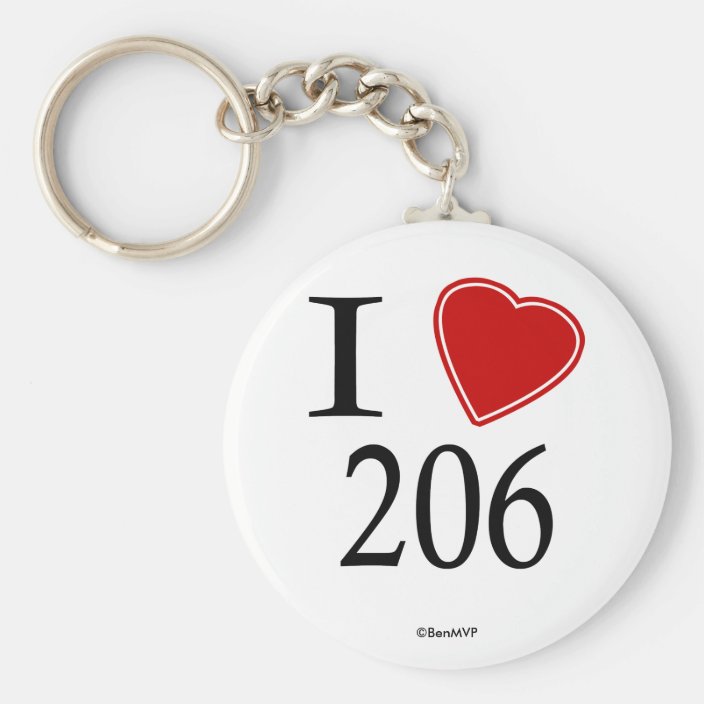 I Love 206 Seattle Keychain