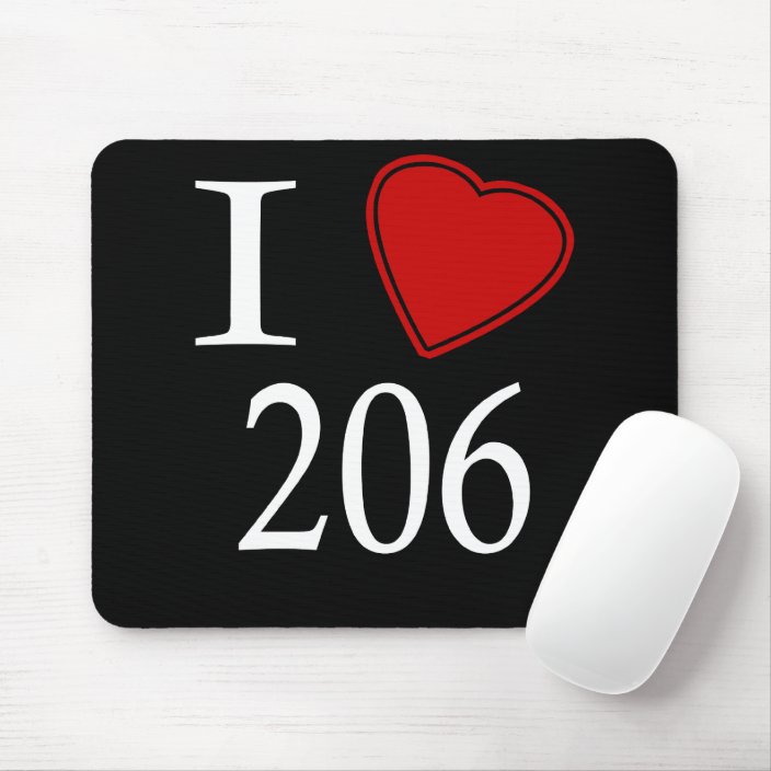 I Love 206 Seattle Mousepad