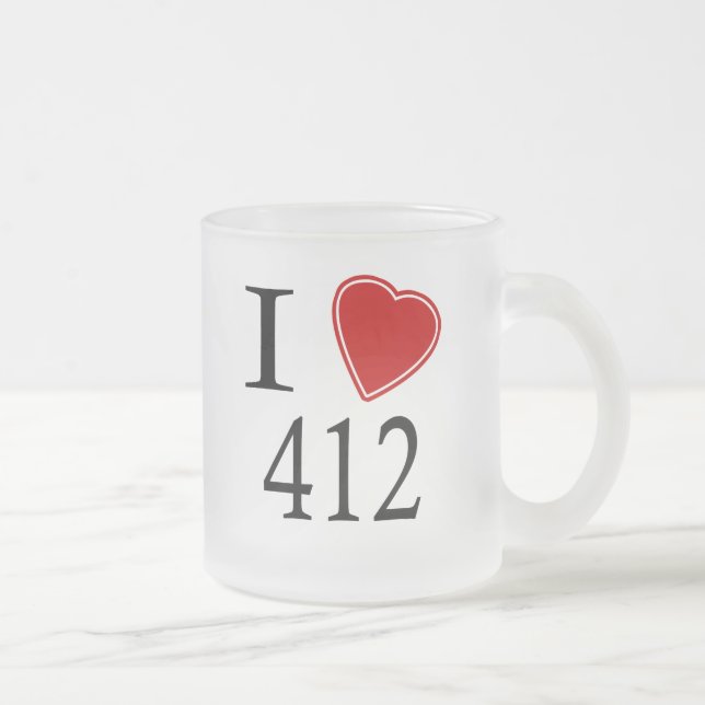 I Love 412 Pittsburgh Frosted Glass Coffee Mug (Right)