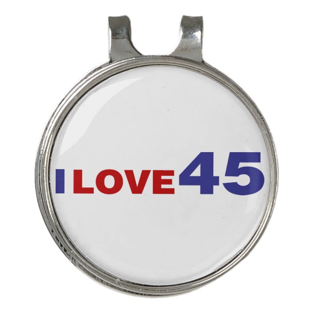 I Love 45 Golf Hat Clip (Front)