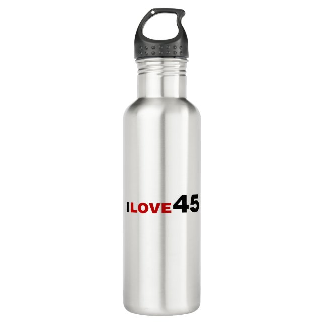 I Love 45 Stainless Steel Water Bottle (Front)