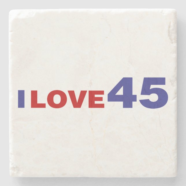 I Love 45 Stone Coaster (Front)