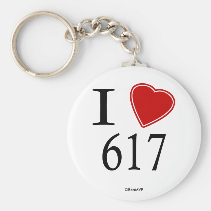 I Love 617 Boston Keychain