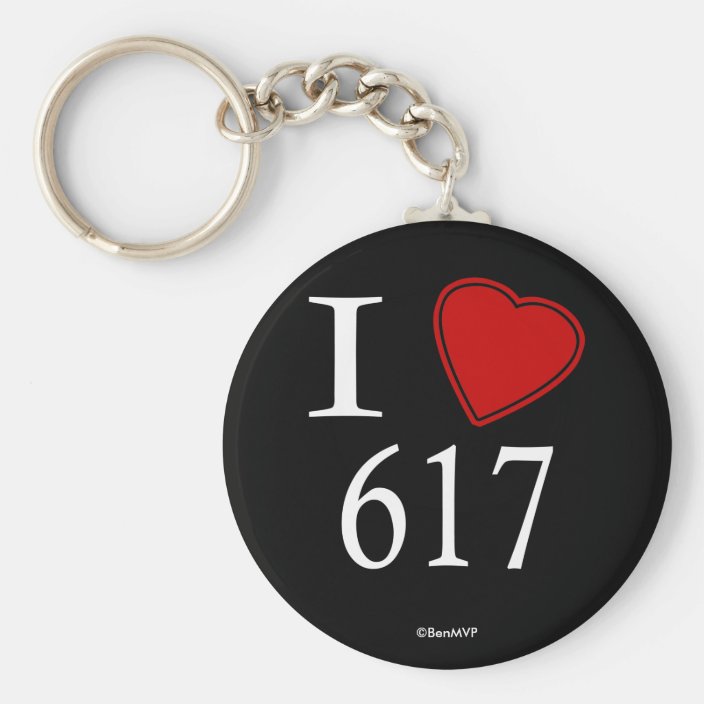 I Love 617 Boston Keychain