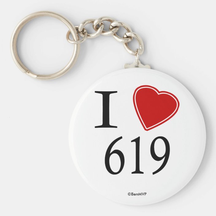 I Love 619 San Diego Keychain