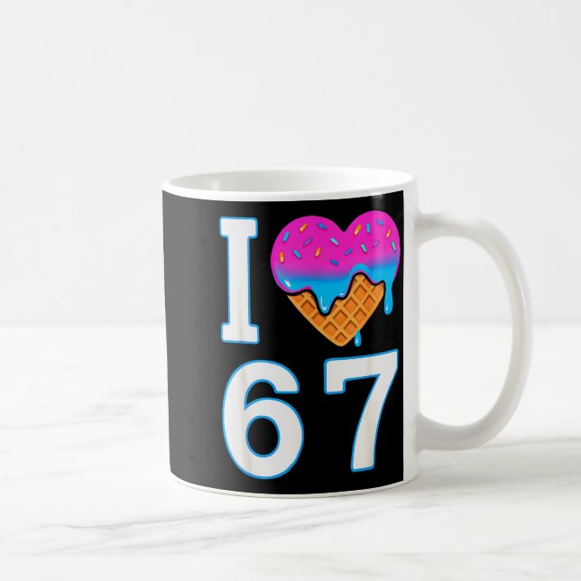 I Love 67 Meme Heart 6 7 Merch Stuff Six Seven Ice Coffee Mug (Right)