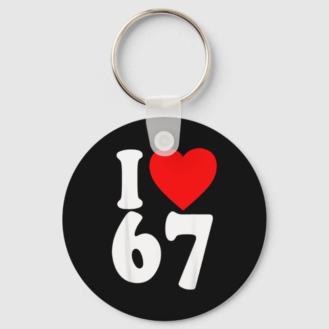 I Love 67 Meme Six Seven Matching Couples Valentin Keychain (Front)