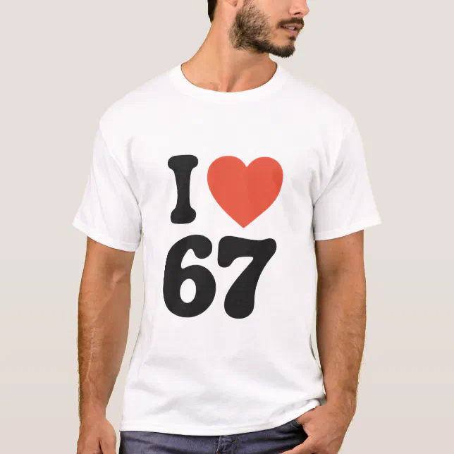 I Love 67 Retro Heart T-Shirt | Zazzle