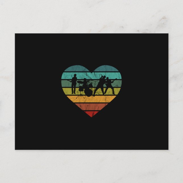 I Love 70s Music Band Vintage Heart Postcard (Front)
