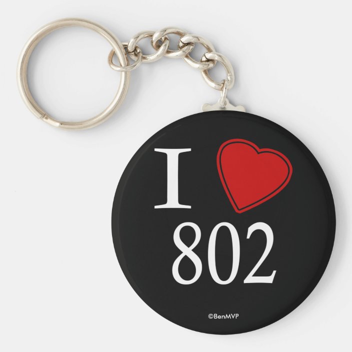 I Love 802 Burlington Key Chain