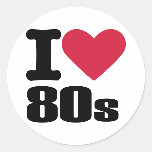 I love 80's classic round sticker (Front)