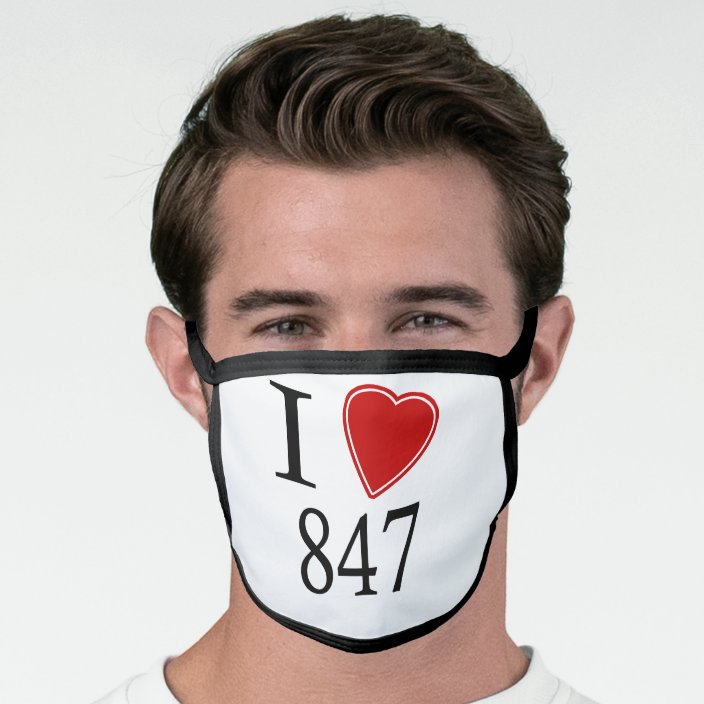 I Love 847 Chicago Cloth Face Mask