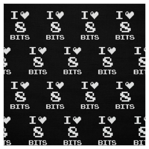 I Love 8 Bits, gamer geek design Fabric
