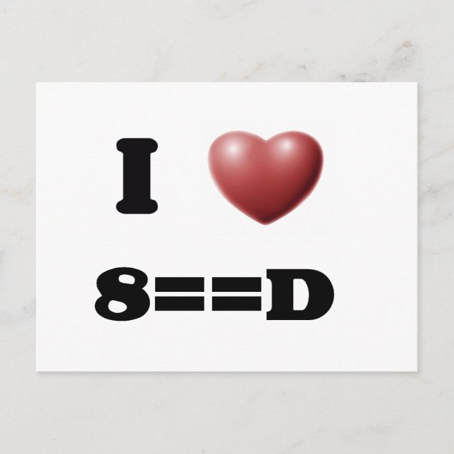 I Love 8==D Postcard (Front)