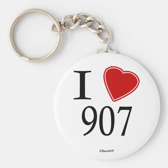 I Love 907 Fairbanks Keychain