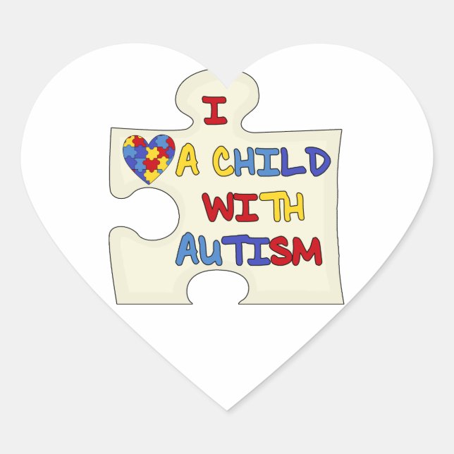 I Love a Child With Autism Heart Sticker (Front)