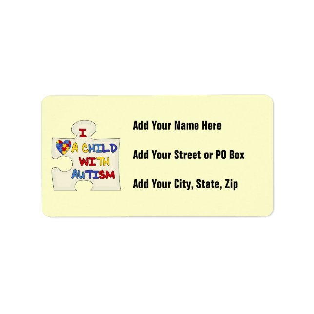 I Love a Child With Autism Label (Front)