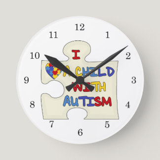 I Love a Child With Autism Round Clock