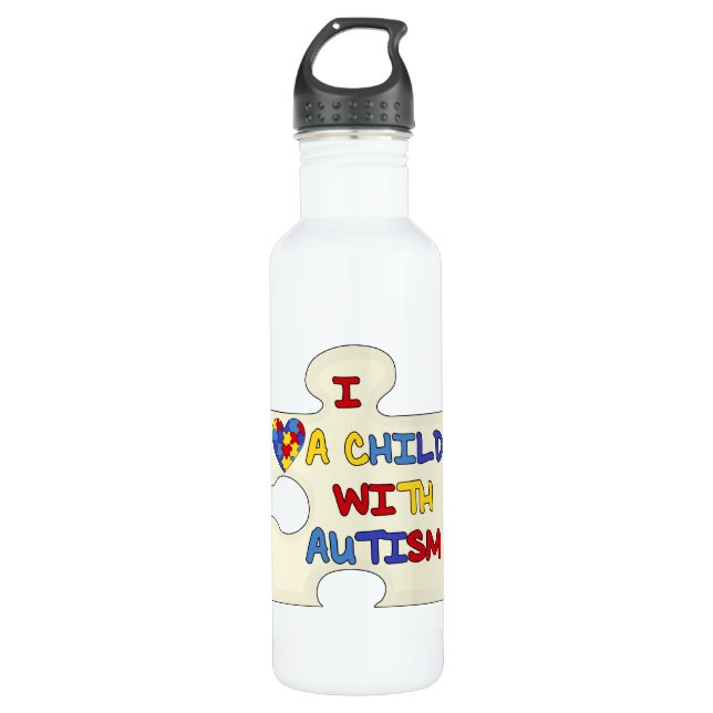 I Love a Child With Autism Stainless Steel Water Bottle (Front)